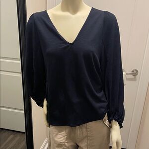 Banana Republic Deep Blue V-Neck Blouse